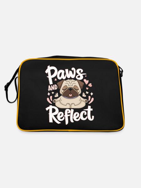 Paws And Reflect Yoga Pug Meditation Relaxed - Retro Bag - black/gold - Back