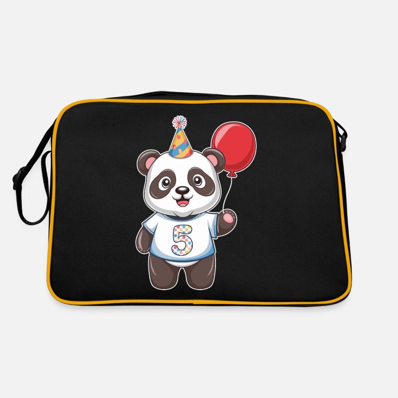 Fifth Birthday Panda Party Hat Balloon Retro Bag