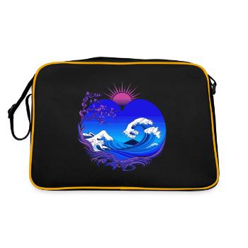 Big Wave Vaporwave Esthétique Années 80 Mode Anime - Sac Retro - noir/or - Dos