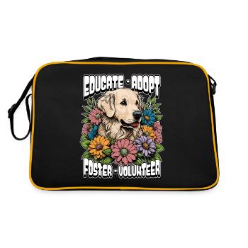 Animal Shelter Educate Adopt Foster Animal Lover - Retro Bag - black/gold - Back