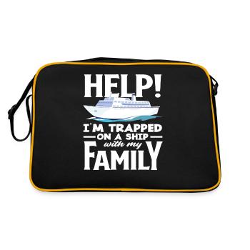 Help I'm on a ship with my family - Retro Bag - black/gold - Back