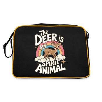 Reh The Deer Is My Spirit Animal Reh - Retro Tasche - Schwarz/Gold - Hinten