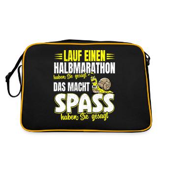 Laufen Joggen Laufshirt Herren Damen Halbmarathon - Retro Tasche - Schwarz/Gold - Hinten