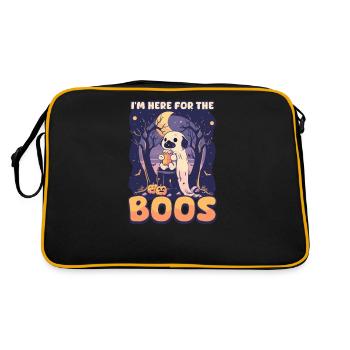 Halloween-Hund, ich bin hier für die Buhrufe - Retro Tasche - Schwarz/Gold - Hinten