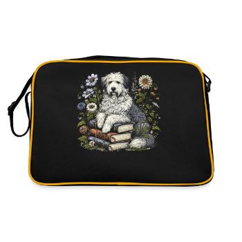 Berger anglais Bobtail - Sac Retro - noir/or - Dos