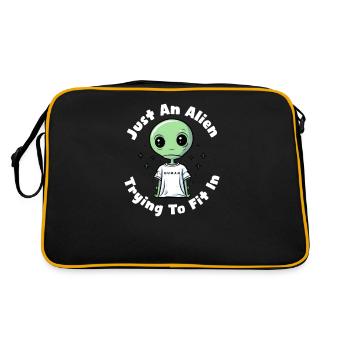 Alien Abduction Alien Trying To Fit In - Retro Bag - black/gold - Back