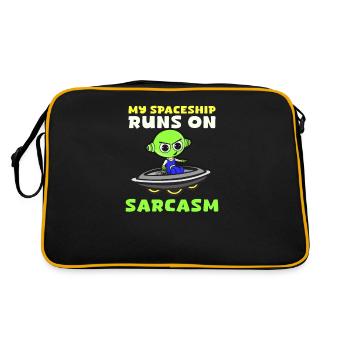Alien Abduction Spaceship Runs On Sarcasm - Retro Bag - black/gold - Back