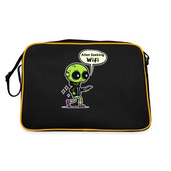 Alien Abduction Alien Seeking Wifi - Retro Bag - black/gold - Back