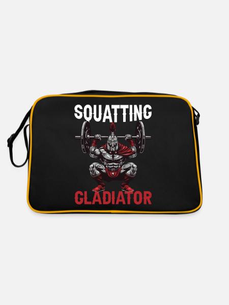 Squatting Gladiator 9 - Retro Tasche - Schwarz/Gold - Hinten