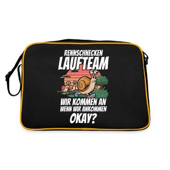 Rennschnecken Laufteam Laufen Joggen Marathon - Retro Tasche - Schwarz/Gold - Hinten