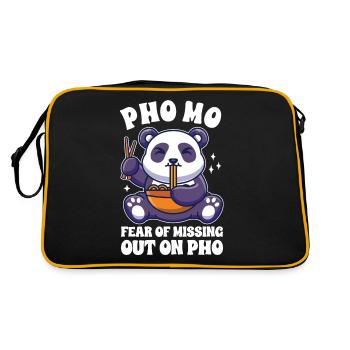 Funny Pho Cute Panda Eating Pho - Retro Bag - black/gold - Back