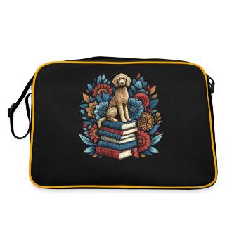 Golden Doodle Blumenbuchleser Floralcottagecore - Retro Tasche - Schwarz/Gold - Hinten