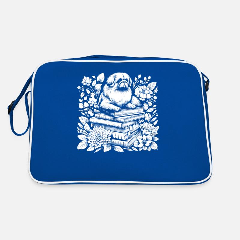 Pekingese Blumenbuchleser Floralcottagecore Retro Tasche