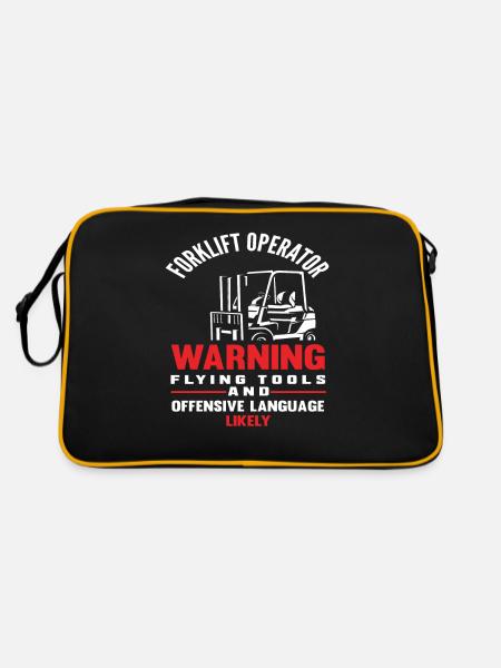 Forklift Driver Warning Flying Tools - Retro Bag - black/gold - Back