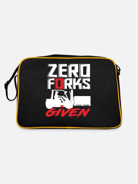 Zero Forks Given Staplerfahrer Humor - Retro Tasche - Schwarz/Gold - Hinten
