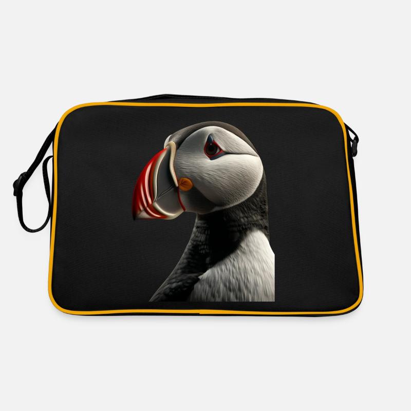 Papageientaucher - Retro Tasche - Schwarz/Gold