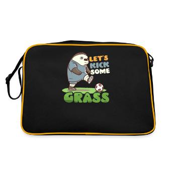 Fußballspieler tritt etwas Gras - Retro Tasche - Schwarz/Gold - Hinten