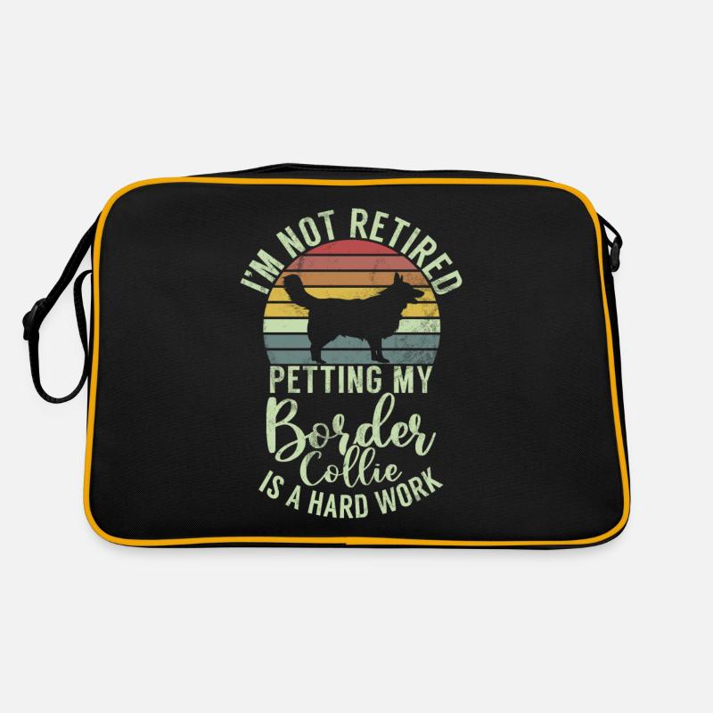 Border Collie Gifts - Retro Tasche - Schwarz/Gold