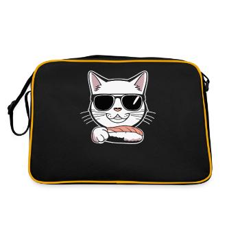 Chat avec lunettes de soleil et sushis - Sac Retro - noir/or - Dos