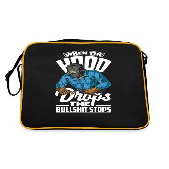Wenn Das Schutzschild Fällt Hört Der Unsinn Auf - Retro Tasche - Schwarz/Gold - Hinten