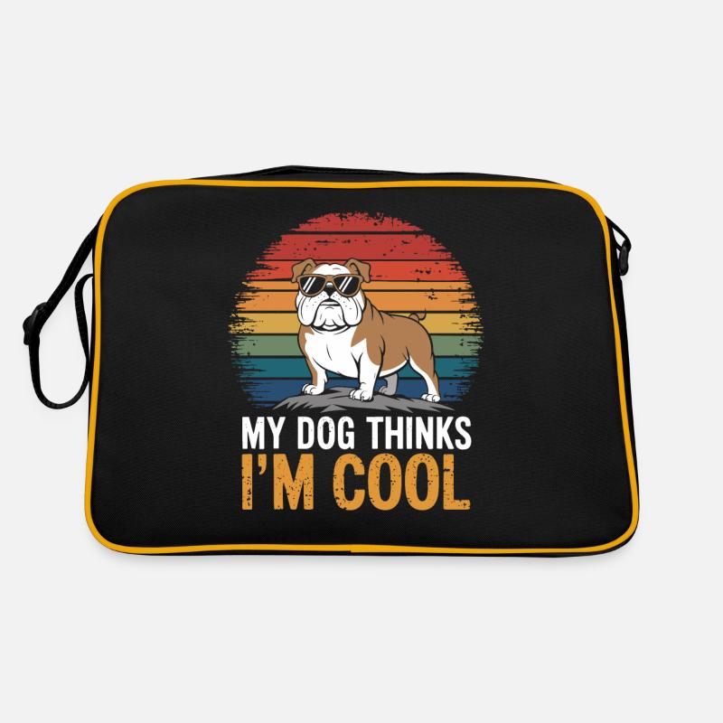 Bulldog Mein Hund Denkt Das Ich Cool Bin Retro Tasche