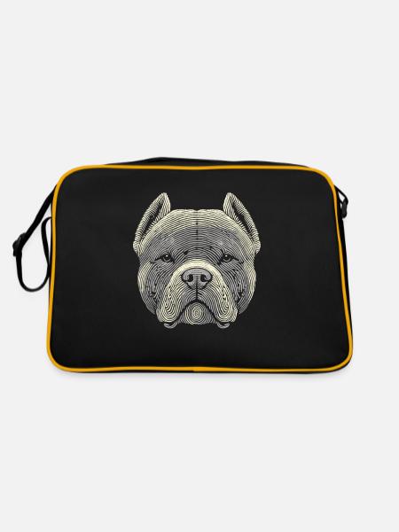 American Bully Fingerabdruck - Retro Tasche - Schwarz/Gold - Hinten