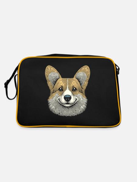 Empreinte digitale corgi - Sac Retro - noir/or - Dos