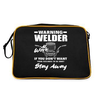Warning: Welders at work: Stay away - Retro Bag - black/gold - Back