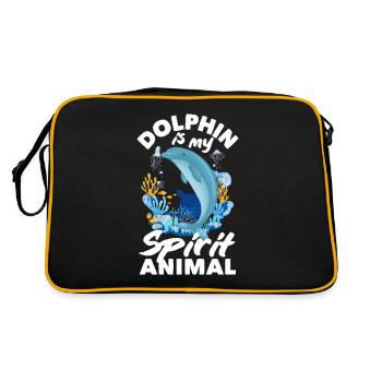 Delfin Ist Mein Spirituelles Tier - Retro Tasche - Schwarz/Gold - Hinten