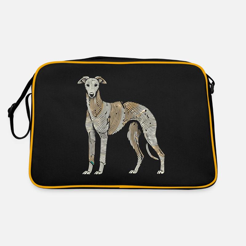 Greyhound Windhund Fingerabdruck - Retro Tasche - Schwarz/Gold