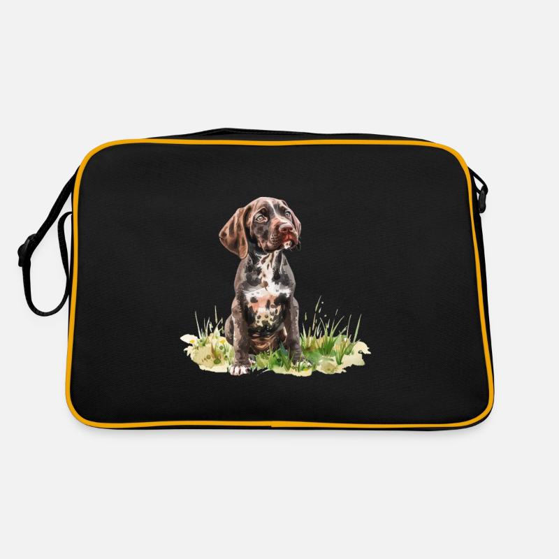 Cute Puppy German Shorthaired Pointer Watercolor Retro Tasche