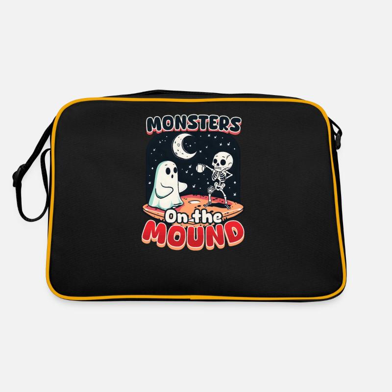Monstres de baseball d’Halloween sur le monticule Sac Retro