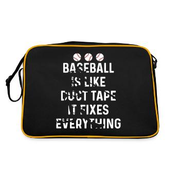 Baseball ist wie Klebeband - es repariert alles - Retro Tasche - Schwarz/Gold - Hinten