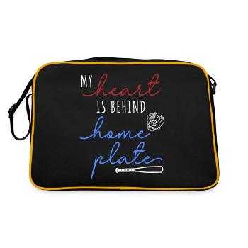 Mein Herz ist hinter dem Schlagmal - Retro Tasche - Schwarz/Gold - Hinten