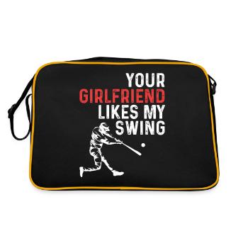 Deine Freundin mag meine Schaukel - Retro Tasche - Schwarz/Gold - Hinten