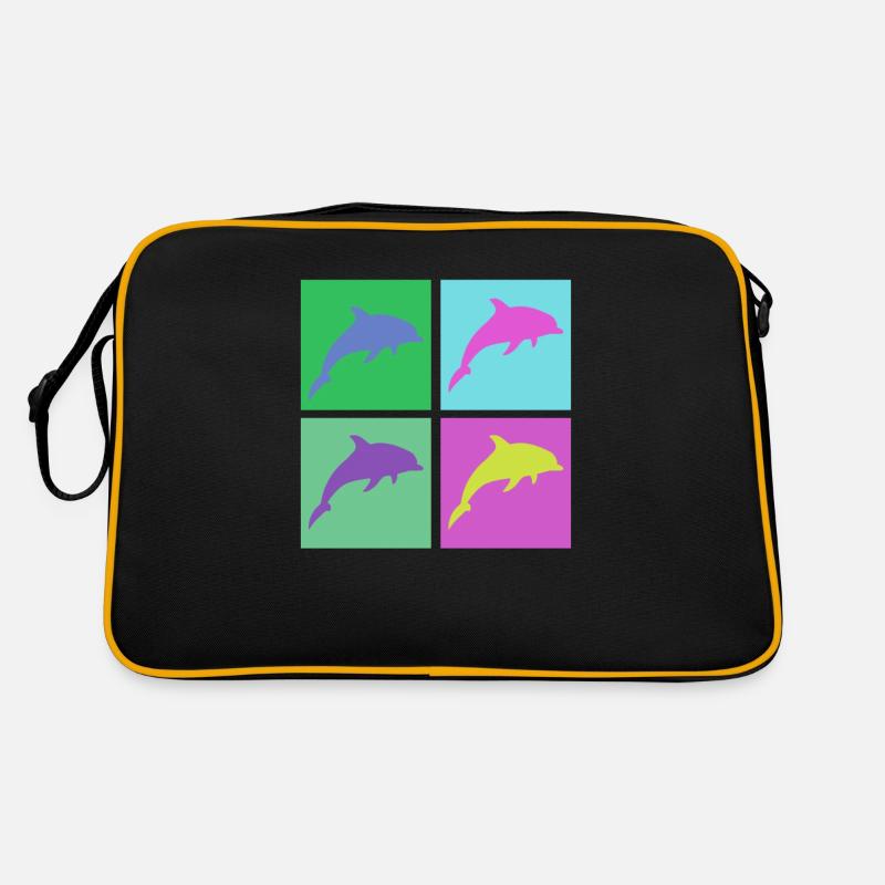 Colorful dolphins in pop art style Retro Bag