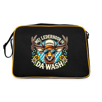 Mei Lederhosn in Da Wash Bierdurst Hirsch - Retro Tasche - Schwarz/Gold - Hinten