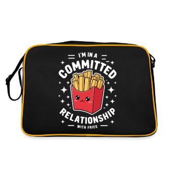 Pommes Fritten Bude Lustig Backofen French Fries - Retro Tasche - Schwarz/Gold - Hinten