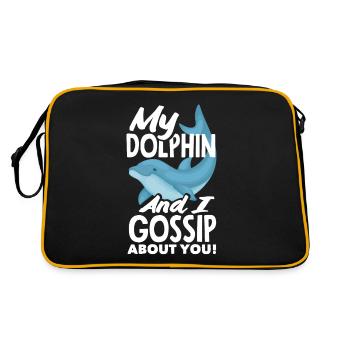 My dolphin and I gossip about you - Retro Bag - black/gold - Back