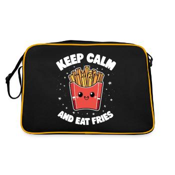 Pommestüte Lustiger Pommes Spruch Kartoffeln - Retro Tasche - Schwarz/Gold - Hinten