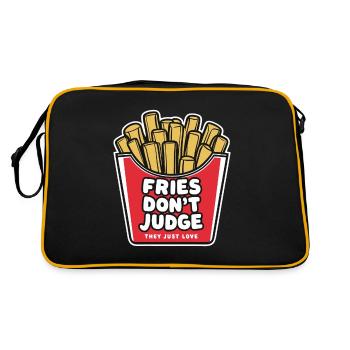 Fries Don't Judge They Just Love - Pommes Tüte - Retro Tasche - Schwarz/Gold - Hinten