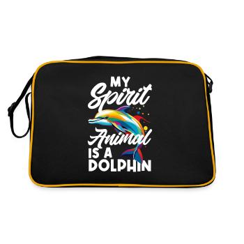 Mein Geisttier Ist Ein Delfin Buntes Design - Retro Tasche - Schwarz/Gold - Hinten