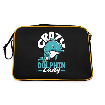 Crazy Dolphin Lady - For Dolphin Lovers - Retro Bag - black/gold - Back