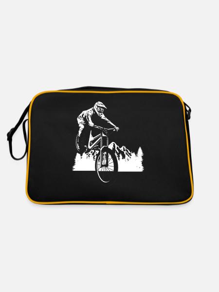 Aventure en VTT en forêt - Sac Retro - noir/or - Dos