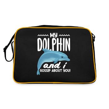 My dolphin and I gossip about you - Retro Bag - black/gold - Back