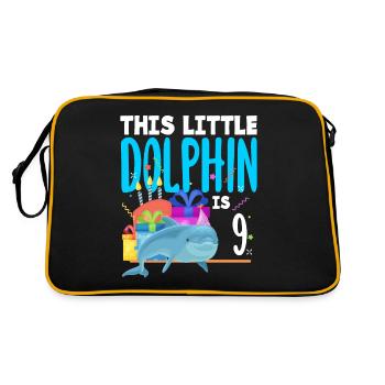 This little dolphin is 9 9th birthday - Retro Bag - black/gold - Back