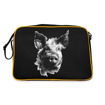 Schwein - Retro Tasche - Schwarz/Gold - Hinten