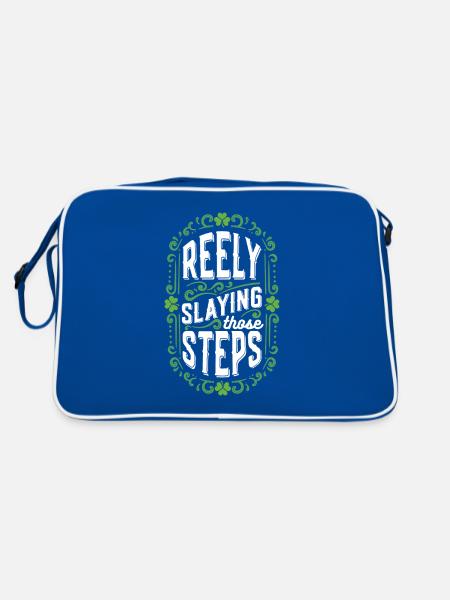 Irish Dance Irischer Tanz - Retro Tasche - Blau/Weiß - Hinten