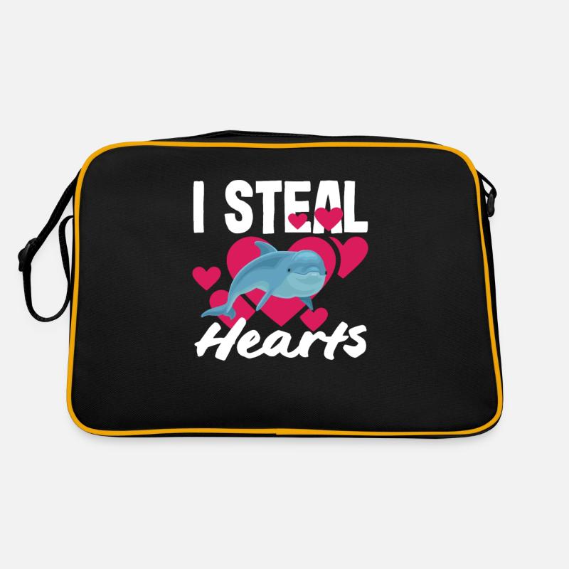 Ich Stehle Herzen - Delfin Liebe Retro Tasche