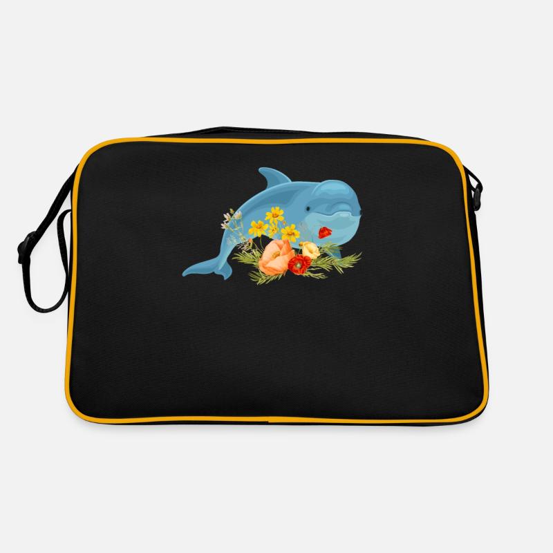 Delfin Mit Wunderschönen Blumen Retro Tasche